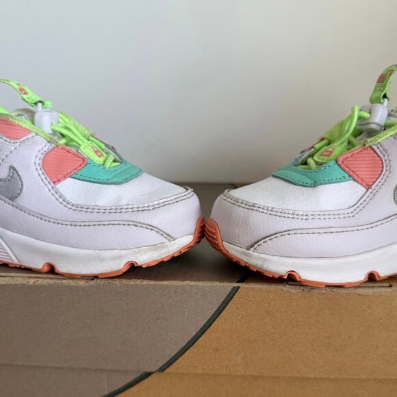 Nike Airmax 90 Toggle White/Crimson Bliss Toddler Sneakers - SZ 8 C - Picture 13 of 16